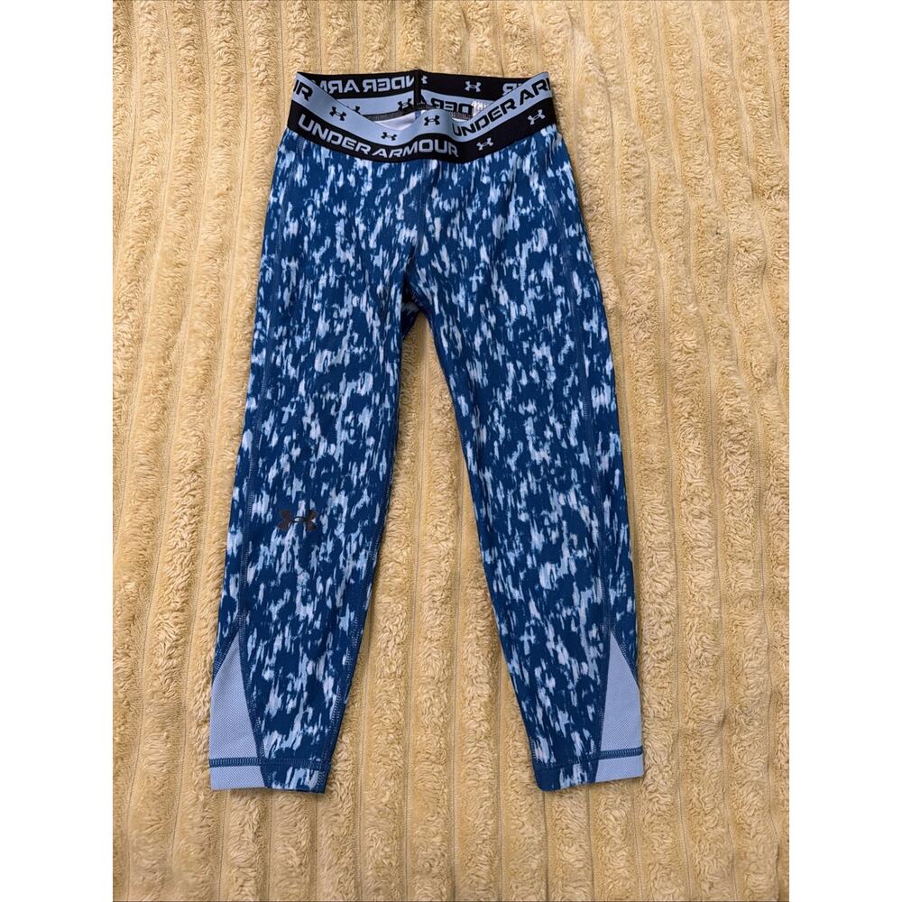 Girls Under Armour Leggings, Cropped Capri Blue Size Youth Small 8